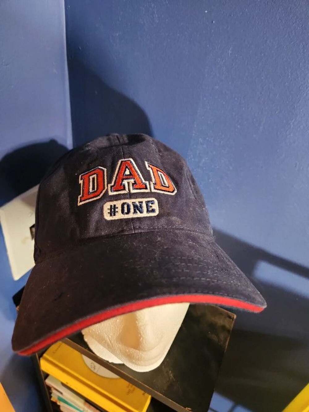 Vintage Sherry Resortwear Navy "#one dad" Embroidered Strapback Baseball Cap